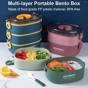 Dinnerware Large Capacity Multi-Layer Handheld Bento Box Grade Pp Lunch Microwave Heatable Durable Drop Resistant Boxes