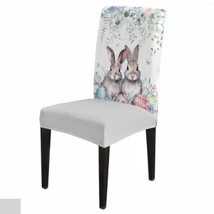 Coprisedie Uova di Pasqua Fiori primaverili Set di coperture Cucina Elasticizzato Spandex Fodera per sedili Decorazioni per la casa Sala da pranzo