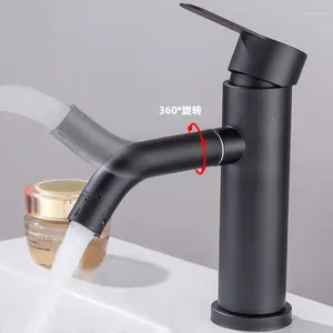 Rubinetti per lavandino del bagno Rubinetto per lavabo senza piombo in acciaio inossidabile 304 Rubinetto miscelatore freddo nero L'uscita dell'acqua può ruotare di 360 gradi