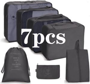 Storage Bags Travel Packing 7pcs Set Fashion Waterproof Large Capacity Clothes Sorting Organizer Bag Men's Weekend
