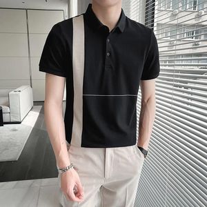 Polo da uomo 2024 Polo estiva slim fit a righe stile britannico manica corta mezza maglietta Taglie forti M-5XL