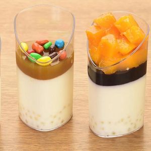 Bicchieri usa e getta Cannucce 20 pezzi Mini tazza da dessert trasparente PS plastica rigida trapezoidale per porzioni quadrate