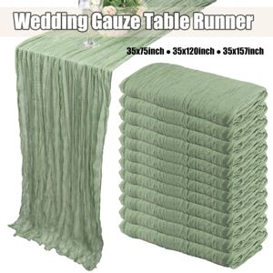 1020 st Sage Green Tabler Runners Cotton Gaze Runner Bulk Rustic Cheesecloth Boho för bröllop 240322