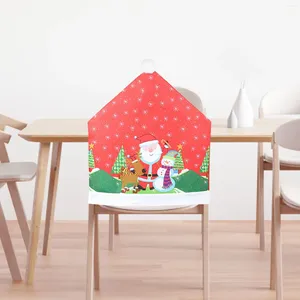 Chair Covers Christmas Decorations Santa Snowman Print Cover Stool Cartoon Back