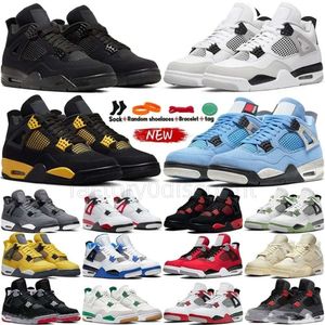 scarpe da basket UNC 4s Midnight Navy Blu militare Nero Rosso fuoco Blu j4 Thunder Grigio freddo Illuminazione metallizzata Bianco Cemento Bred Oreo Pure Money Sea Foam