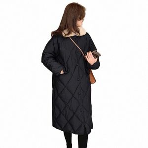 winter X-lg Parkas Women Warm Fur-collar Clothing Butt-Up Coat Elegant Minimalist Korean Temper Trendy Lg Sleeve All-match Y70j#