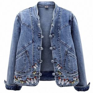 women Jeans Jacket 2023 New Spring Autumn Clothing Embroidered Short Denim Jackets Female Basic Coat Lg Sleeve Outerwear l9PJ#