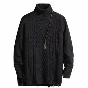 New2024 Men's Warm Turtleneck Seaters Solid Knittes Seater Tops Men Casual Pullovers Autumn Winter Male Knitwear暖かいセーターv8ry＃