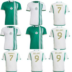 24/25 Algeriet White Dark Blue Soccer Jerseys Två stjärnor Chaibi Aouar Feghouli Gouiri Mahrez Belaili Slimani Bennacer National Training Football Shirt Fans version