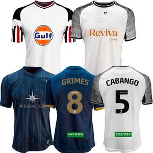 23 24 Swansea Futbol Formaları Şehri 2024 Camisetas de Futbol Ev Uzak Piroe Cullen Ntcham Cooper Grimes Özel Futbol Gömlekleri Üniformalar Çocuklar S-XXL 30. YILLI