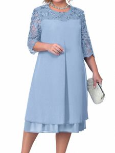 Plus Size Dr 2023 Fi Donna Estate Ricamo Patchwork floreale Elegante Party Dr Curvy Taglia Abbigliamento donna s5tF #