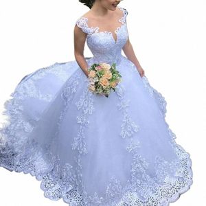 2023 NOWOŚĆ Illusi White/Ivory Ball Suknia LG Wedding Dr krótkie rękawy Bride Dres Principer Tiulle Eleganckie suknie ślubne E0SY#
