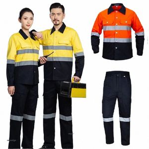 summer Cott Work Clothing Hi Vis Coal Miner Reflective Safety Working Uniforms Porter Worker Coverall Electric Working Suit 5x q0Tp#