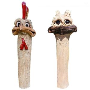 Garden Decorations Funny Chicken Figurine Creative Decoration Farm Statue Handmade Ostrich Head For Art