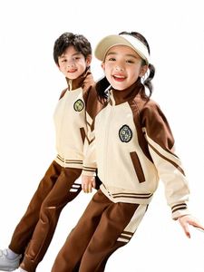 school uniform set for elementary school students Spring and Autumn children's class uniform, three pieces set uniform Z6bf#