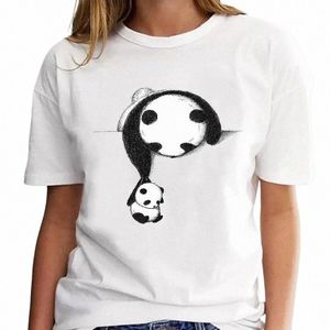 new Panda Lovely Cute T-shirt Clothing Carto Graphic Print Short Sleeve Fi Casual Plus Size T Shirt Women V2St#