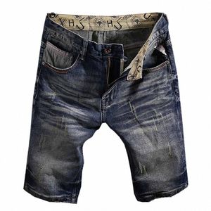 2023 Stylish Simplicity Fi Short Jeans High Quality Denim Shorts Men Vintage Street Pocket Shorts Men's Ripped Half Pants 77DJ#