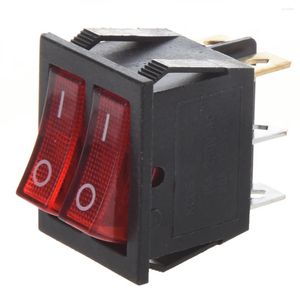 Łyżki czerwone światło oświetlone 6 -pinowe podwójne SPST ON/OFF BARD ROCKER Switch AC 15A/250V 20A/125V