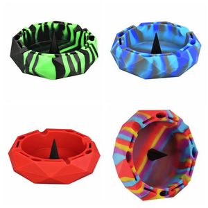 Cinzeiro de silicone em forma de diamante colorido Bandeja anti-escaldante portátil Suporte de cinzas Cabeça de abóbora Halloween Essentials Cinzeiros Acessórios para fumar cigarro