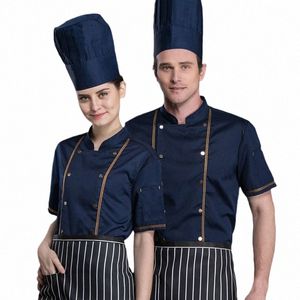 Jaqueta masculina de chef, uniforme de cozinheiro, hotel, cozinha, camisa, restaurante, cafeteria, waitr, roupas de trabalho, manga curta e41a #