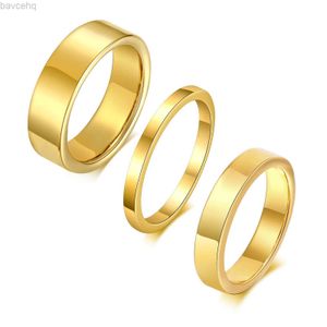 Anéis de casamento básicos 2/4/6 mm de largura anel de casal de casamento para mulheres homens PVD cor dourada carboneto de tungstênio faixas de dedo joias 24329