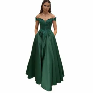 PROP GREEN SATIN DRES DRES ABILE FORMALE Abito da damigella d'onore R9FC#