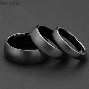 Wedding Rings Kolmnsta Ceramic Brushed Black Ring For Men Women 4mm 6mm 8mm Wide Male Wedding Ring Matte anillos mujer Plus Size 4 to Size 14 24329