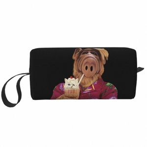 Alf Meme Makeup Bag Travel Cosmetic Organizer Fi Alien Life Form Sci Fi TV Show Storage Towerry Påsar Dopp Kit Box Case L5NQ#