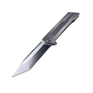 A6702 High Quality Flipper Folding Knife D2 Satin Tanto Blade CNC Stainless Steel Handle Ball Bearing Fast Open EDC Pocket Knives Outdoor Tool