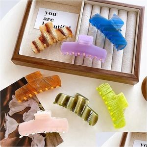 Clamps 2023 New Trendy 8.5Cm Acetic Acid Plate Color Hair Clip Claw Fashion Jelly Medium Shark Accessories Drop Delivery Je Dhgarden Dhqcm