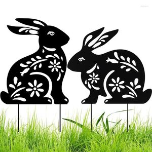 Garden Decorations 2 PCS Metal Stakes Statues Creative Silhouette Lawn