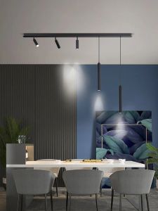Nordic modern strip LED restaurant ceiling lamp without main lamp design minimalist bar kitchen island Dining room pendent lamp