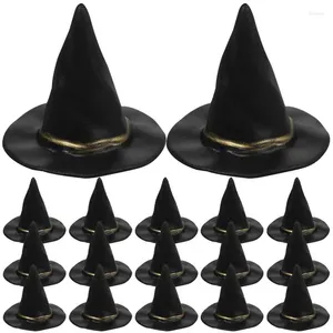 Decoração de festa 48 pcs miniatura chapéu de bruxa decoração de halloween boné mesa peça central bolo topper caldeira cadinho pode