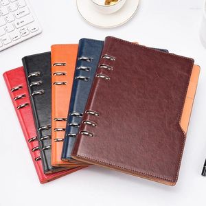 Hårt omslag Creative A5 Pu Leather Spiral Notebook Planner 6 Ring Binder Loose Leaf Note Book Notepad Office Stationery Gift