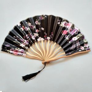 Dekorative Figuren, Seidenfaltfächer, Holzschaft, klassischer Tanz, Quaste, elegante weibliche Heimdekoration, chinesischer japanischer Stil