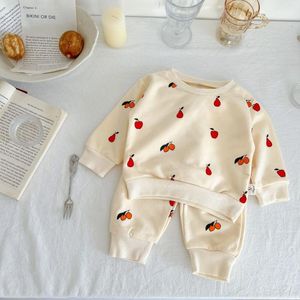 Kleidung Sets Baby Mädchen Süße Frucht Pullover Sweatshirts Mode Dünne Lange Ärmel Tops Und Bequeme Baumwolle Hosen 2pc set Anzug