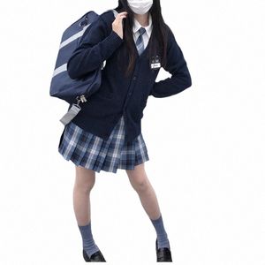 Japonya Temel V-Neck Sonbahar ve Kış JK Çok Renk Örgü Temel Hırka Kazak Gevşek Kat Japon Okulu Üniforması V7JU#