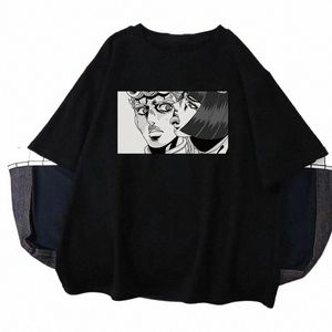 Jojo Bizarre Adventure Anime Camiseta Harajuku Mulheres Homens Casual Vintage Streetwear Manga Curta Plus Size Camiseta Unissex s3LT #