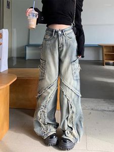 Jeans da donna Donna Baggy Giapponese Harajuku Trashy Y2K Streetwear Pantaloni in denim a vita bassa Pantaloni vintage anni 2000 Kpop Goth Tide Grunge Punk