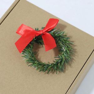 Dekorativa blommor Jul Små kransringar för pelare Xmas Mini Wreaths Decor Prydnadsdekorationer