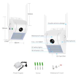 2 -мегапиксельная камера прожектора Wireles Wi -Fi Outdoor CCTV Video Surveillance Двухсторонние аудио -безопасность дома Уолл -стрит лампа IP Широкая камера