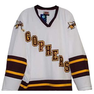 24S Custom Men Youth women tage Minnesota Gophers Home White Hockey Jersey Size S-5XL or custom any name or number