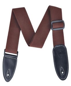 Guitar Strap Brown Retro Polyester Woven for Acoustic Electric Bass Guitars with Genuine Leather Ends4197021