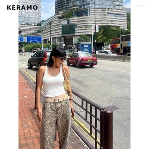 Kvinnors jeans breda ben baggy y2k 2000s denim byxa vintage casual hög midjebyxor koreansk gata leopard tryck rak