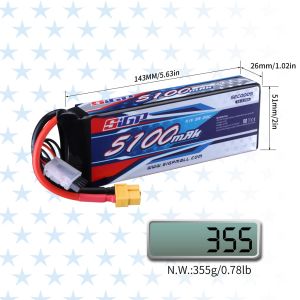 3S 4S 6S LIPO Battery 5100mAh för 20C 60C 70C med XT60 XT90 PLUC -kontakt RC Airplane Quadcopter Drone FPV Helicopter SIGP