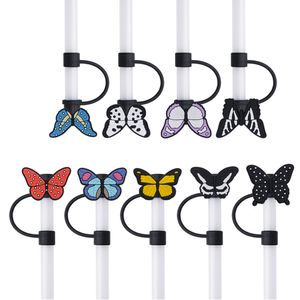 custom straw toppers cover molds cat butterfly charms Reusable Splash Proof drinking dust plug decorative 8mm straw cup for wholesale