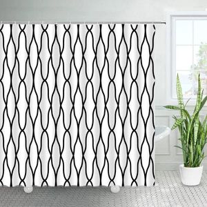 Duschgardiner svart randig abstrakt konstlinje kreativ geometrisk badgardin sätter modern minimalistisk tryck hem badrumsdekor