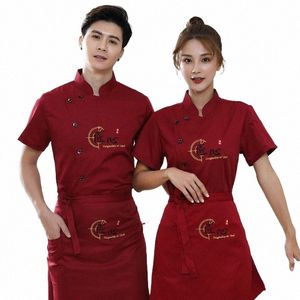 overalls Short Sleeve Thin Men's Summer Hotel Catering Restaurant Baking Chef Uniform u5If#