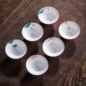 Cups Saucers 1 Pc Chinese Ceramic Teacup Hand Painted Flowers And Birds Cup Travel Tea Bowl Household White Porcelain Set Master 60ml