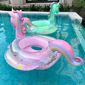 Şişme havuz şamandıra bebek gökkuşağı payetli tek boynuzlu at yüzme çocuklar için yüzme daire çocuk oyuncaklar yüzen 240322